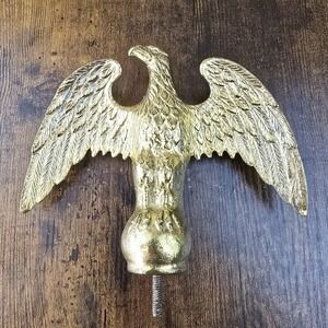 Vintage Brass Spread-Wing Eagle Finial – Flagpole/Architectural Topper – 8″ Wide